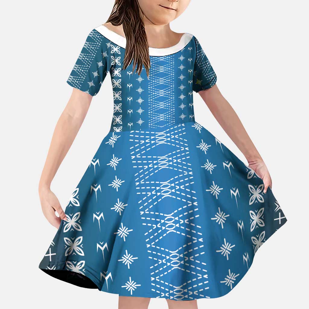 Blue Samoa Malu Tattoo Inspired Family Matching Tank Maxi Dress and Hawaiian Shirt - Polynesian Pride