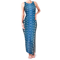 Blue Samoa Malu Tattoo Inspired Family Matching Tank Maxi Dress and Hawaiian Shirt - Polynesian Pride