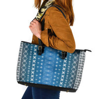 Blue Samoa Malu Tattoo Inspired Leather Tote Bag - Polynesian Pride