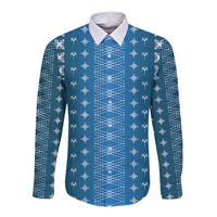 Blue Samoa Malu Tattoo Inspired Long Sleeve Button Shirt - Polynesian Pride