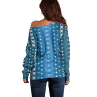 Blue Samoa Malu Tattoo Inspired Off Shoulder Sweater - Polynesian Pride