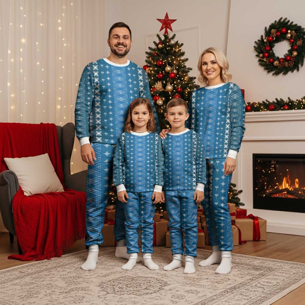 Blue Samoa Malu Tattoo Inspired Christmas Pajama Set - Polynesian Pride