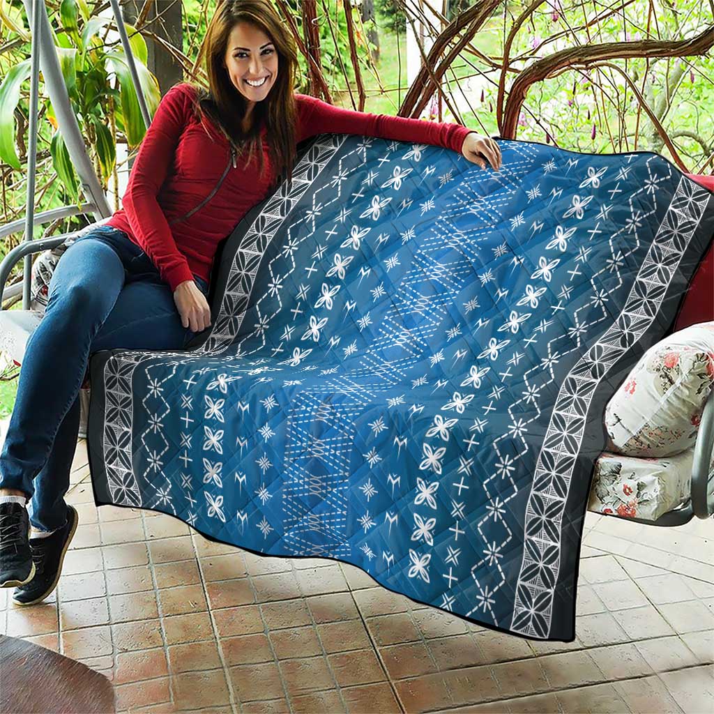 Blue Samoa Malu Tattoo Inspired Quilt - Polynesian Pride