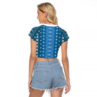 Blue Samoa Malu Tattoo Inspired Raglan Cropped T Shirt - Polynesian Pride