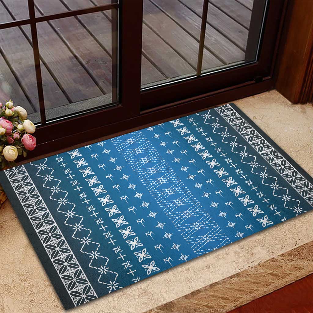 Blue Samoa Malu Tattoo Inspired Rubber Doormat - Polynesian Pride