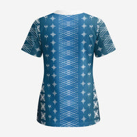 Blue Samoa Malu Tattoo Inspired Scrub Top LT05 - Polynesian Pride
