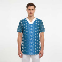 Blue Samoa Malu Tattoo Inspired Scrub Top LT05 - Polynesian Pride