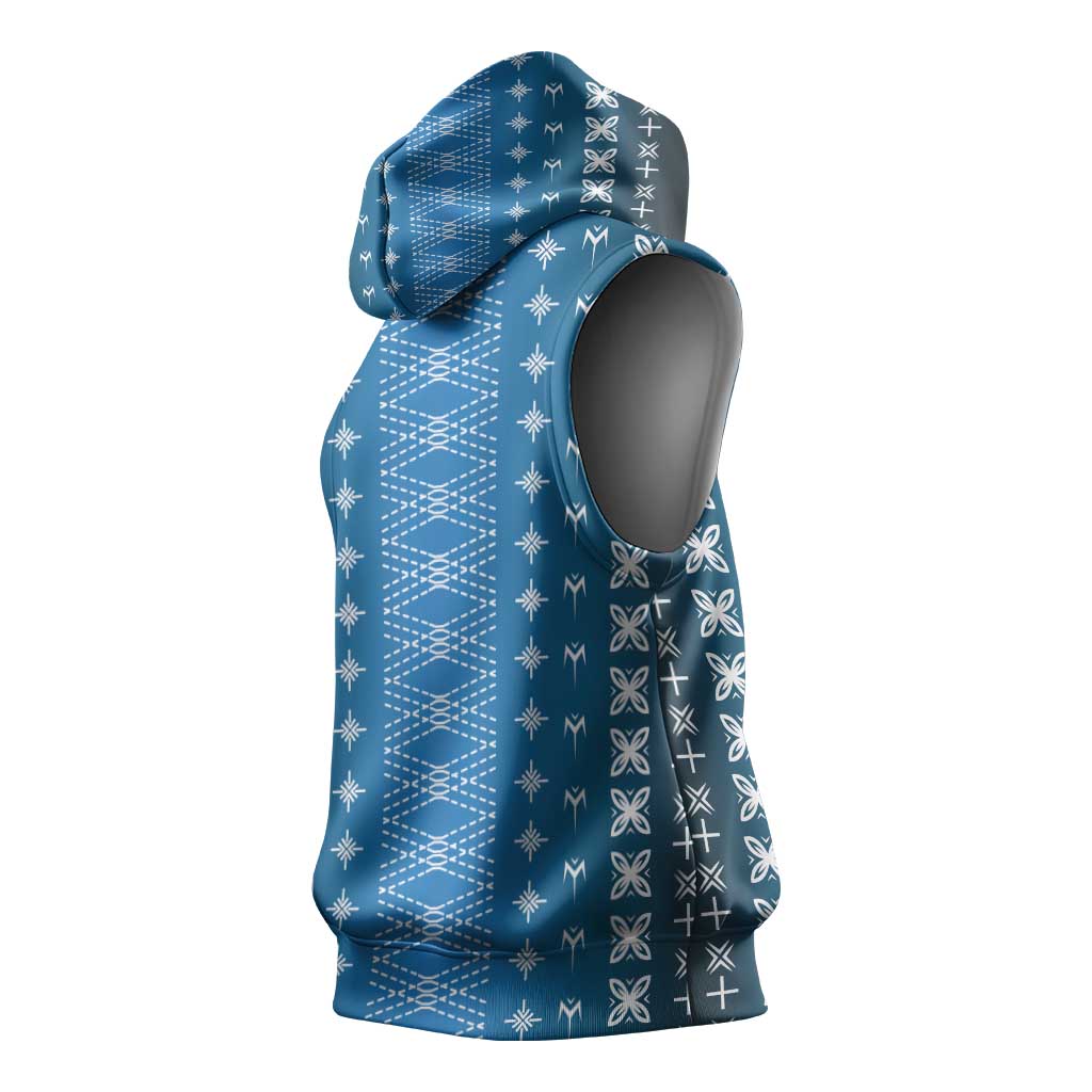 Blue Samoa Malu Tattoo Inspired Sleeveless Hoodie - Polynesian Pride