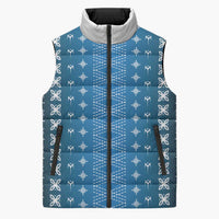 Blue Samoa Malu Tattoo Inspired Sleeveless Puffer Jacket - Polynesian Pride