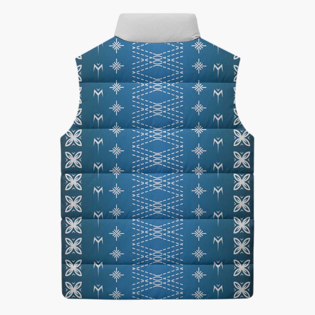 Blue Samoa Malu Tattoo Inspired Sleeveless Puffer Jacket - Polynesian Pride