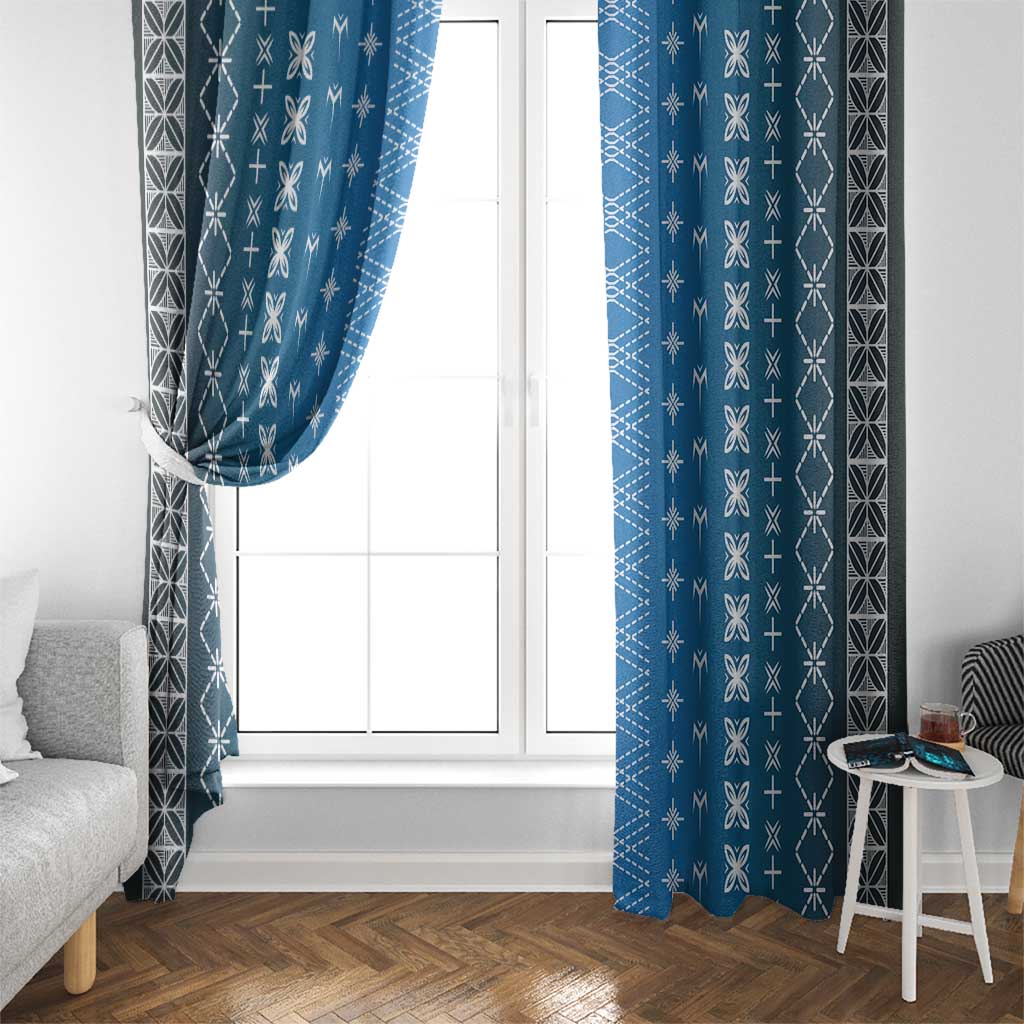 Blue Samoa Malu Tattoo Inspired Window Curtain - Polynesian Pride