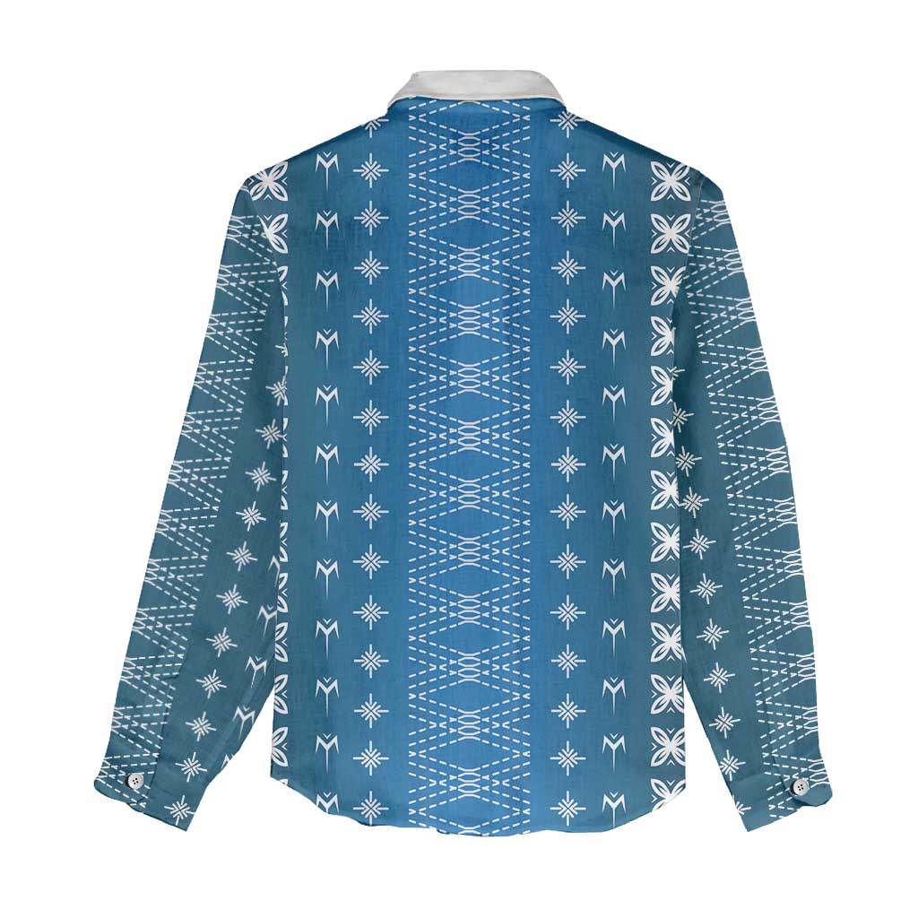 Blue Samoa Malu Tattoo Inspired Women Casual Shirt - Polynesian Pride