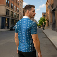Blue Samoa Malu Tattoo Inspired Zipper Polo Shirt - Polynesian Pride
