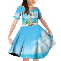 Hawaiian Ukulele Family Matching Off Shoulder Short Dress and Hawaiian Shirt Sound Of Happiness LT05 Daughter's Dress Colorful - Polynesian Pride