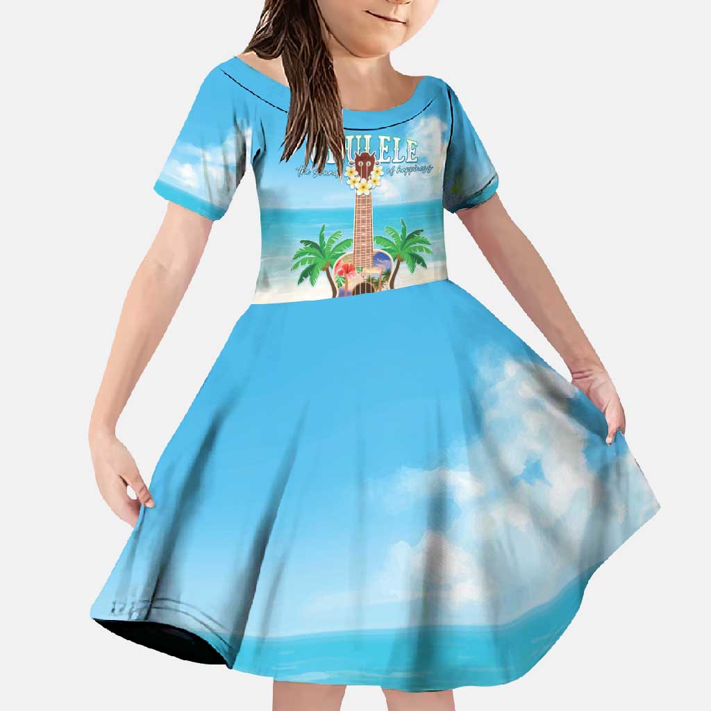 Hawaiian Ukulele Family Matching Summer Maxi Dress and Hawaiian Shirt Sound Of Happiness LT05 Daughter's Dress Colorful - Polynesian Pride