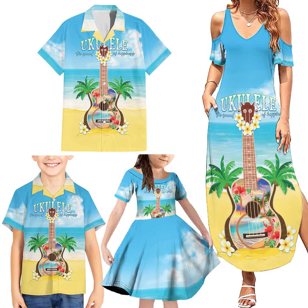 Hawaiian Ukulele Family Matching Summer Maxi Dress and Hawaiian Shirt Sound Of Happiness LT05 - Polynesian Pride