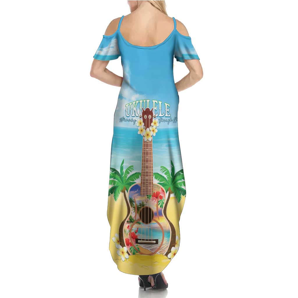 Hawaiian Ukulele Family Matching Summer Maxi Dress and Hawaiian Shirt Sound Of Happiness LT05 - Polynesian Pride