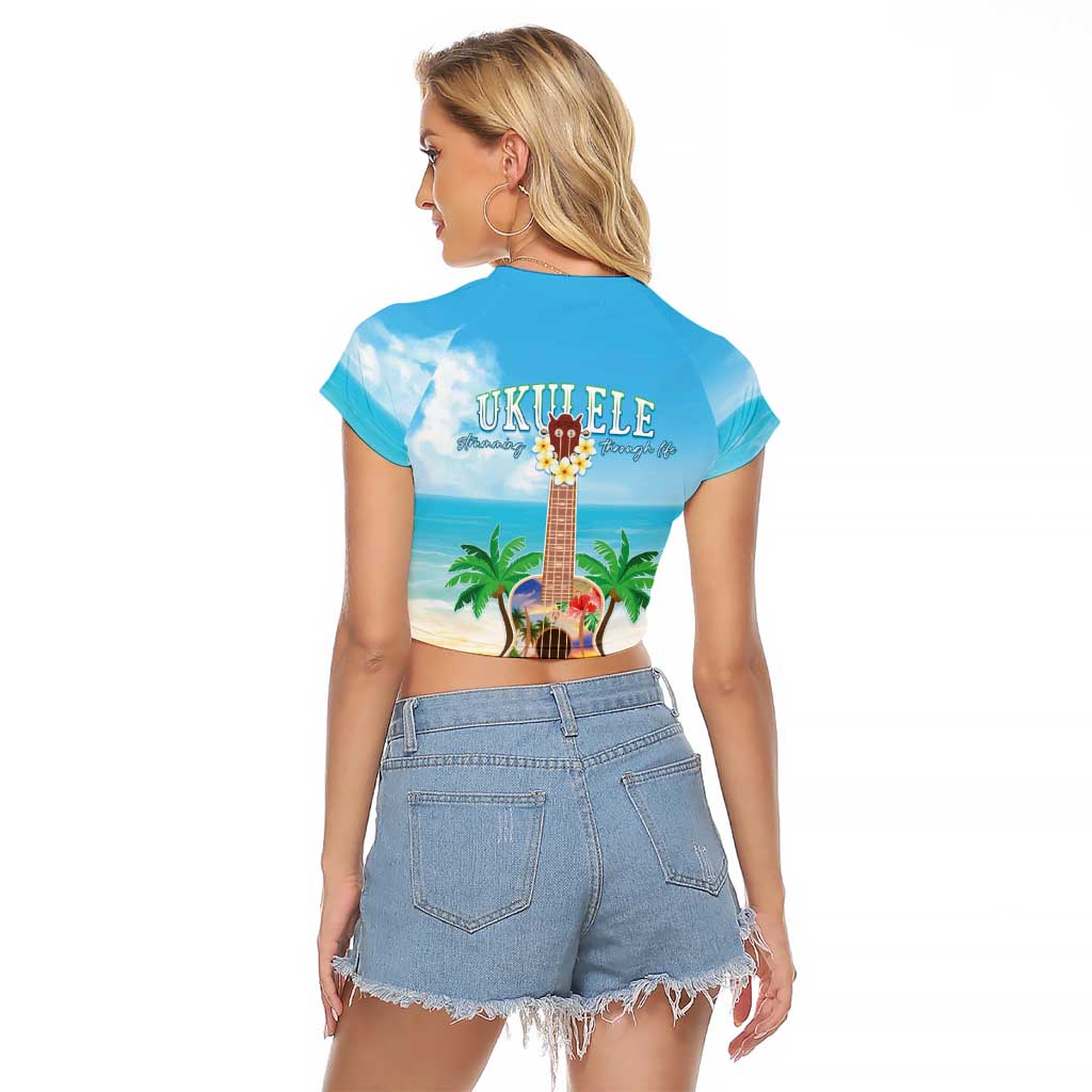 Hawaiian Ukulele Raglan Cropped T Shirt Sound Of Happiness LT05 - Polynesian Pride