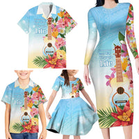 National Ukulele Day Family Matching Long Sleeve Bodycon Dress and Hawaiian Shirt Tropical Vibe LT05 - Polynesian Pride