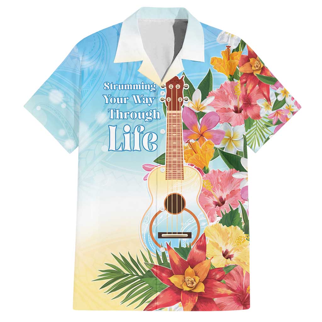 National Ukulele Day Family Matching Long Sleeve Bodycon Dress and Hawaiian Shirt Tropical Vibe LT05 Dad's Shirt - Short Sleeve Colorful - Polynesian Pride