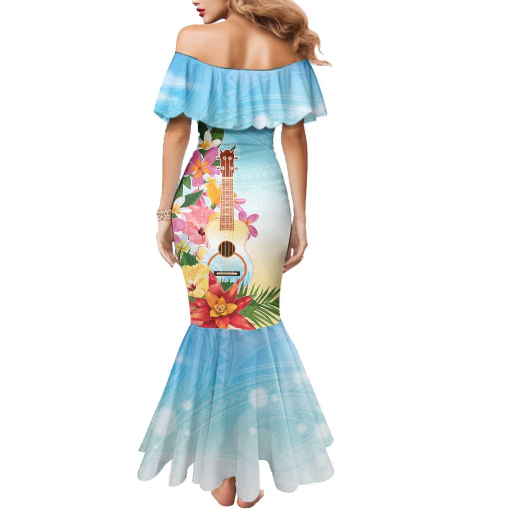 National Ukulele Day Family Matching Mermaid Dress and Hawaiian Shirt Tropical Vibe