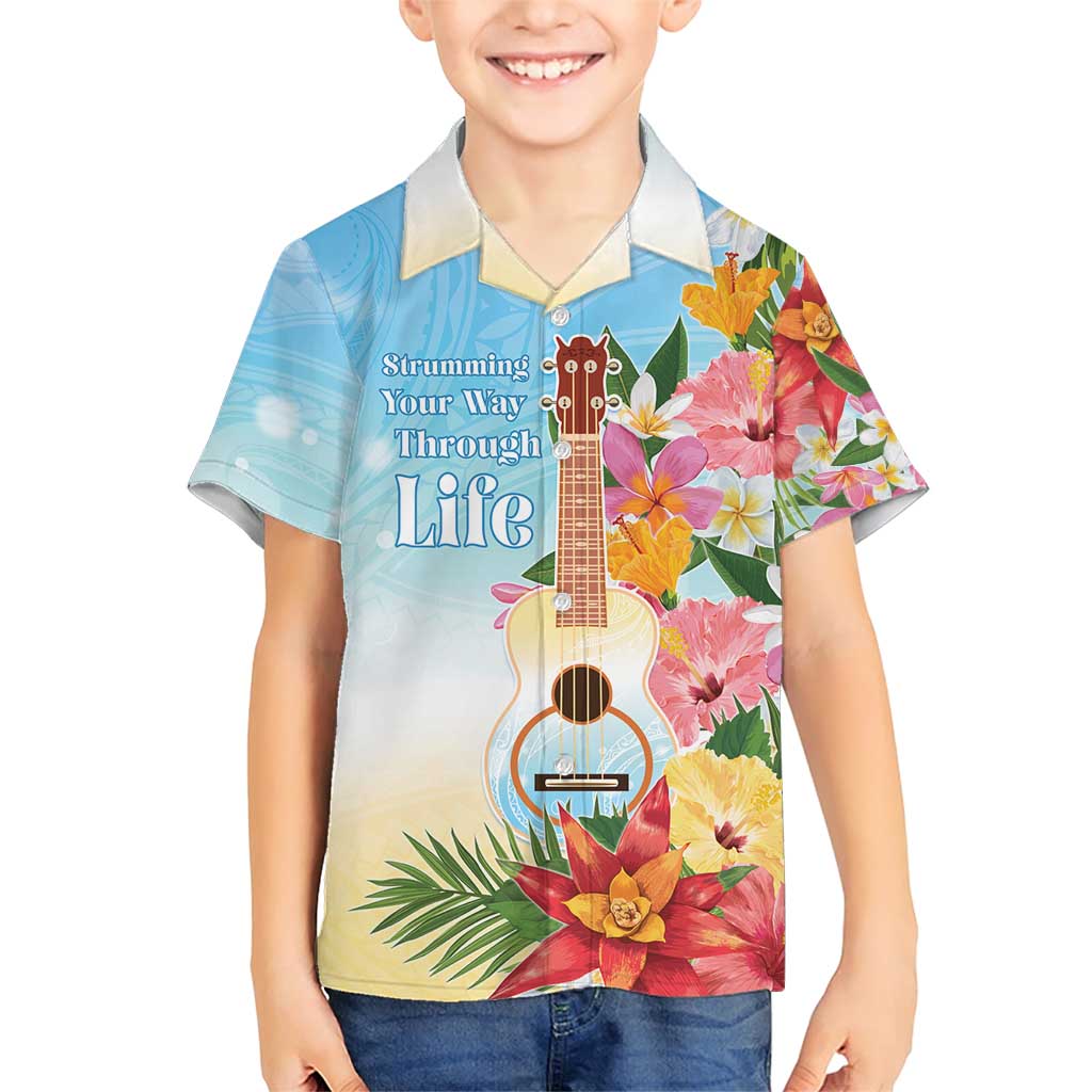 National Ukulele Day Family Matching Short Sleeve Bodycon Dress and Hawaiian Shirt Tropical Vibe LT05 Son's Shirt Colorful - Polynesian Pride