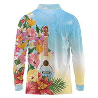 National Ukulele Day Long Sleeve Polo Shirt Tropical Vibe