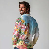 National Ukulele Day Long Sleeve Polo Shirt Tropical Vibe