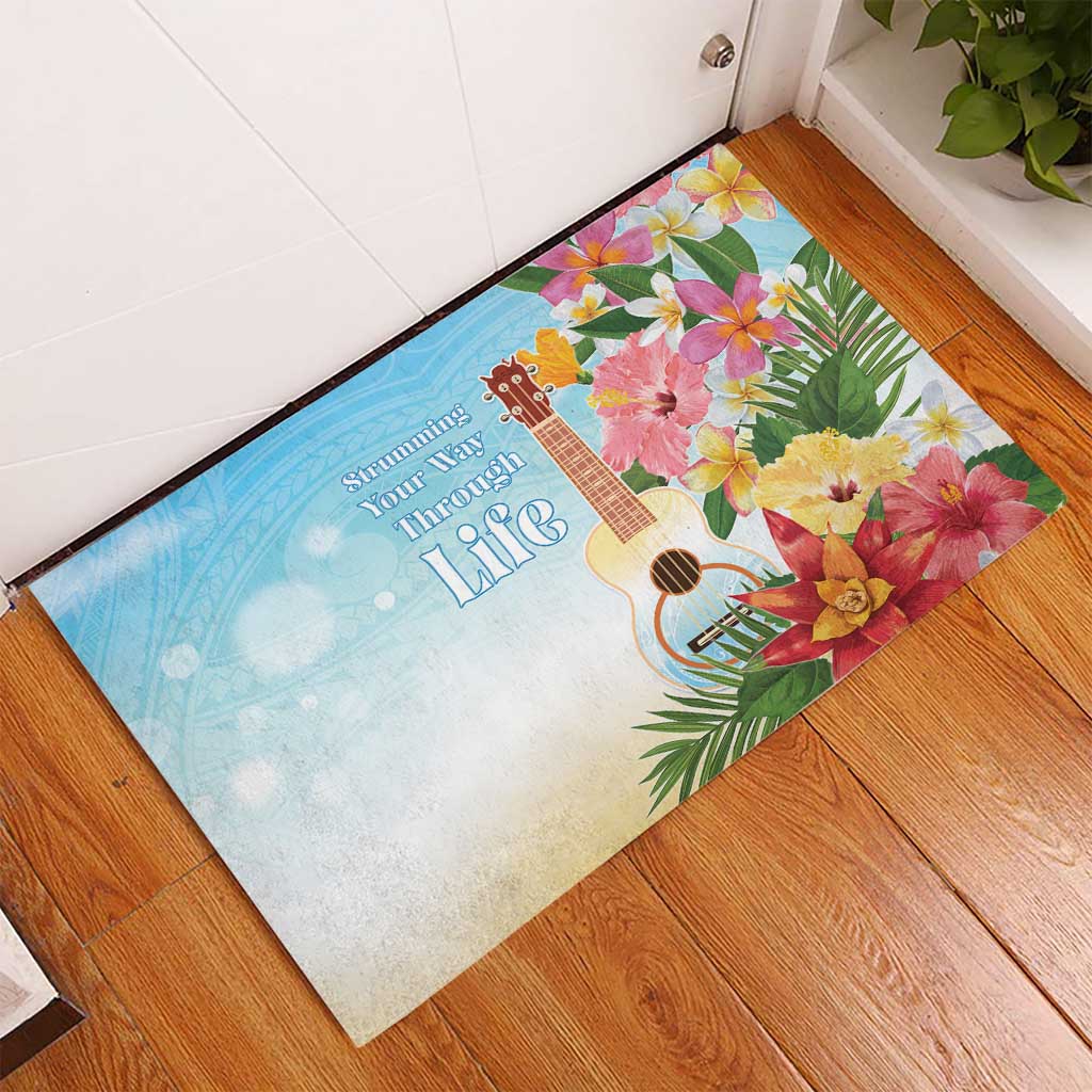 National Ukulele Day Rubber Doormat Tropical Vibe