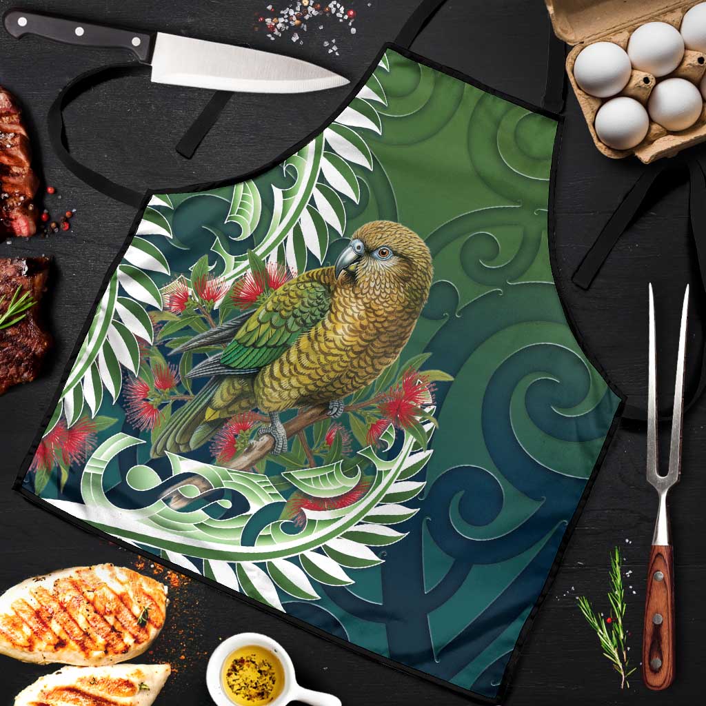 New Zealand Kea Bird Apron With Maori Koru Fern - Polynesian Pride