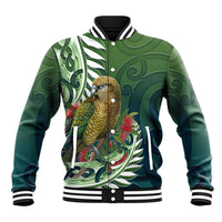 New Zealand Kea Bird Baseball Jacket With Maori Koru Fern - Polynesian Pride