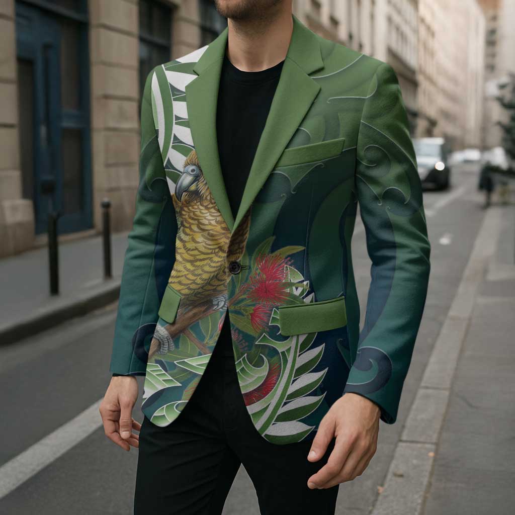 New Zealand Kea Bird Blazer With Maori Koru Fern - Polynesian Pride