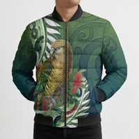 New Zealand Kea Bird Bomber Puffer Jacket With Maori Koru Fern - Polynesian Pride