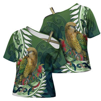 New Zealand Kea Bird Cross Shoulder Shirt With Maori Koru Fern - Polynesian Pride