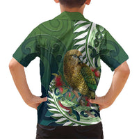 New Zealand Kea Bird Family Matching Mermaid Dress and Hawaiian Shirt With Maori Koru Fern LT05 - Polynesian Pride