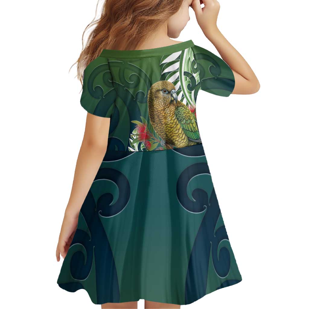 New Zealand Kea Bird Family Matching Puletasi and Hawaiian Shirt With Maori Koru Fern LT05 - Polynesian Pride