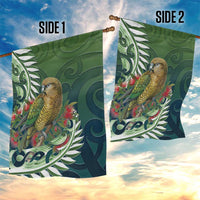 New Zealand Kea Bird Garden Flag With Maori Koru Fern - Polynesian Pride