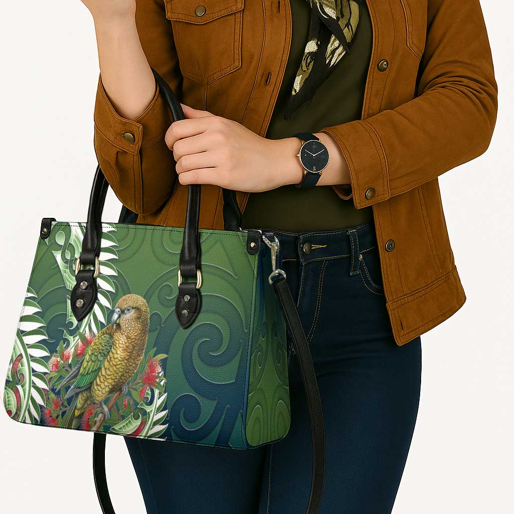 New Zealand Kea Bird Leather Bag With Maori Koru Fern - Polynesian Pride