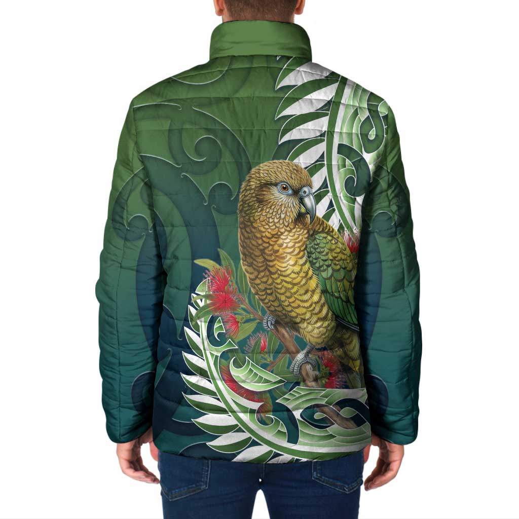 New Zealand Kea Bird Padded Jacket With Maori Koru Fern - Polynesian Pride