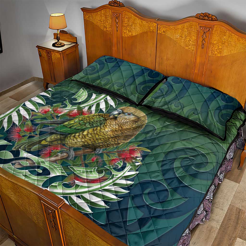 New Zealand Kea Bird Quilt Bed Set With Maori Koru Fern LT05 - Polynesian Pride