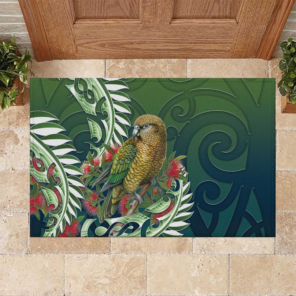 New Zealand Kea Bird Rubber Doormat With Maori Koru Fern - Polynesian Pride