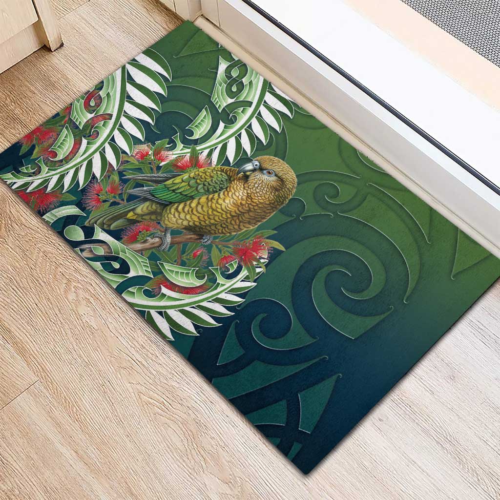 New Zealand Kea Bird Rubber Doormat With Maori Koru Fern - Polynesian Pride