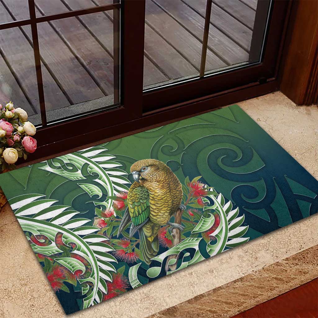 New Zealand Kea Bird Rubber Doormat With Maori Koru Fern - Polynesian Pride