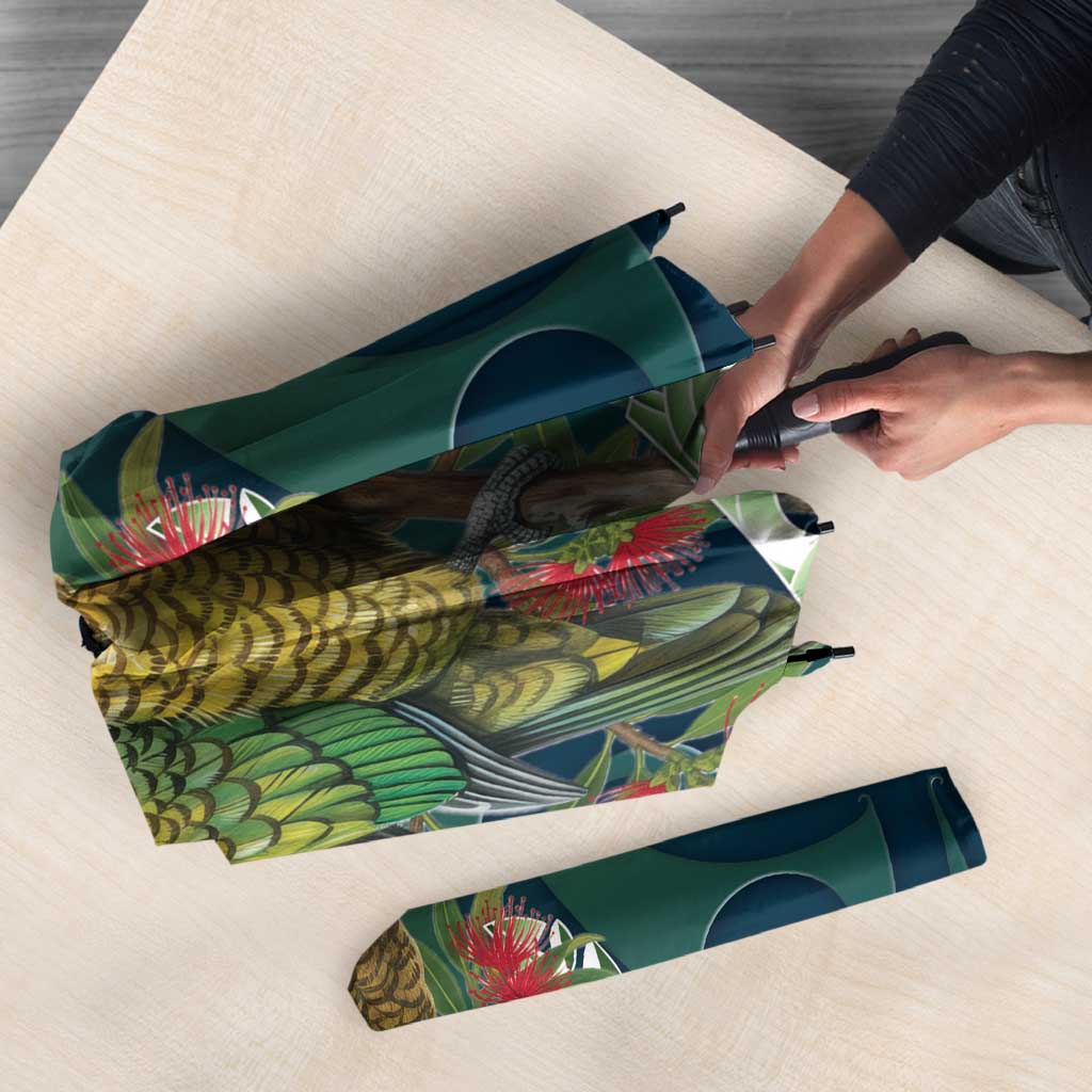 New Zealand Kea Bird Umbrella With Maori Koru Fern - Polynesian Pride