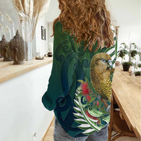 New Zealand Kea Bird Women Casual Shirt With Maori Koru Fern - Polynesian Pride
