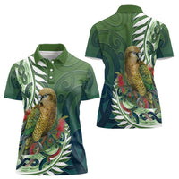 New Zealand Kea Bird Women Polo Shirt With Maori Koru Fern - Polynesian Pride