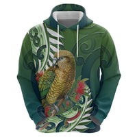 New Zealand Kea Bird Zip Hoodie With Maori Koru Fern - Polynesian Pride