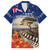 New Zealand ANZAC Day Family Matching Off Shoulder Maxi Dress and Hawaiian Shirt The Lonesome Pine With Soldier Fern LT05 Dad's Shirt - Short Sleeve Blue - Polynesian Pride