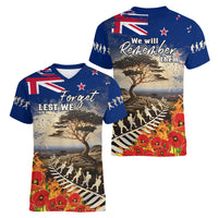 New Zealand ANZAC Day Women V Neck T Shirt The Lonesome Pine With Soldier Fern LT05 - Polynesian Pride