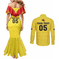 Papua New Guinea Rugby Custom Couples Matching Mermaid Dress and Long Sleeve Button Shirt Kumuls Heritage